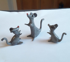 MOUSE/RAT -  MINIATURE GREY GLASS RAT/MOUSE -  COLOURED GLASS X3 for sale  Shipping to South Africa