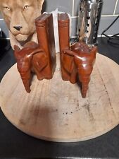 Wooden elephant bookends for sale  BILSTON