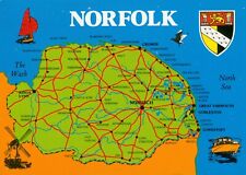 Norfolk map postcard for sale  SWANSEA