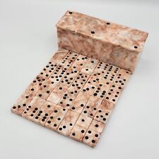 Pink Rose Marble Stone 28 Piece Domino Set With Storage Box, used for sale  Shipping to South Africa