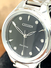 Usado, Relógio Citizen Feminino FE2100-51E Eco Drive Diamante Acento Mostrador Preto Solar 29mm comprar usado  Enviando para Brazil