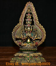 Estátua de lótus Buda Guanyin com incrustação de cobre 11,6 "China budismo 1000 mãos comprar usado  Enviando para Brazil