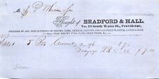 Bradford & Hall Providence Rhode Island 1853 Billhead Bricks Lime Cement for sale  Shipping to South Africa