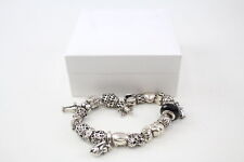 Pandora Charm Bracelet Sterling Silver Heart Parcel Aeroplane Snowman (74g) for sale  Shipping to South Africa
