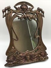 Tocador floral antiguo Art Nouveau bronce espejo de mesa cara de mujer , usado segunda mano  Embacar hacia Argentina