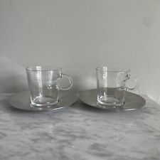 Nespresso Design Atelier OI  Collection Glass Coffee Cup & Steel Saucer x2 for sale  Shipping to South Africa