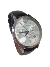 Genuine Emporio Armani Ar2432 Leather Brown Strap Silver Dial Men's Watch  for sale  Shipping to South Africa