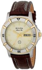 Bulova Hombre 98C71 Marine Star 100M Reloj de cuarzo de acero inoxidable de cuero marrón segunda mano  Embacar hacia Argentina