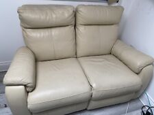 cream seater leather 3 sofa for sale  PINNER