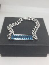 Precioso brazalete de cadena de cristal Swarovski plateado y azul. Medidas 7, usado segunda mano  Embacar hacia Mexico