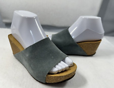 Mila Paoli Feminino 6 Sandálias Feitas na Itália Camurça Azulada Cortiça Salto Cunha Sapato Slip comprar usado  Enviando para Brazil