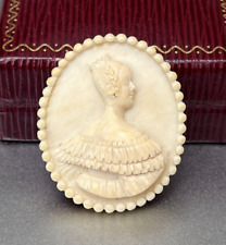 Vtg Carved Michaud Cameo Brooch, High Relief, Victorian Revival, Beaded Edge for sale  Shipping to South Africa