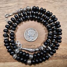 Used, Sterling NAVAJO Pearl Black Onyx Saucer Bench Beads Necklace VTG Silver 20" for sale  Shipping to South Africa