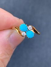 18ct gold diamond natural turquoise ring antique 1903 for sale  Shipping to South Africa