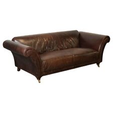 STUNNING FISHPOOLS HERITAGE BROWN LEATHER 2 TO 3 SEATER SOFA for sale  Shipping to South Africa