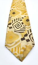 Gravata de pescoço vintage Mr. John Beau Brummell dourada e amarela retrô geométrica abstrata, usado comprar usado  Enviando para Brazil