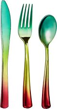 Used, Plastic Cutlery Set Knives Spoons Forks - 120-Piece Rainbow Disposable for sale  Shipping to South Africa