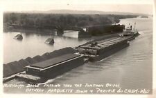 Vintage Postcard 1920's Mississippi Barge Passing Thru The Pontoon Bridge RPPC, used for sale  Shipping to South Africa