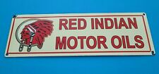 VINTAGE RED INDIAN GASOLINE PORCELAIN GAS & OIL NATIVE AMERICAN SERVICE 18" SIGN for sale  Shipping to Canada