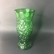 Jarrón de vidrio texturizado arrugado verde esmeralda vintage segunda mano  Embacar hacia Mexico