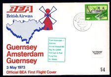 Używany, Holandia - 1973 Pierwsza osłona poczty lotniczej z Amsterdamu do Guernsey na sprzedaż  Wysyłka do Poland