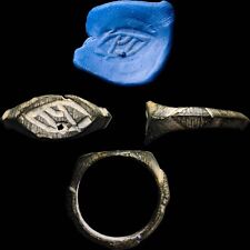 Antiguo artefacto de bronce antiguo anillo judío invertido Shin Kabala símbolo anillo segunda mano  Embacar hacia Argentina