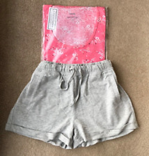 Shorty Pyjamas Size 12 - Pink Floral T-shirt Top & Grey Shorts Loungewear  NEW for sale  Shipping to South Africa