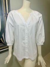 Camisa de algodão White House Black Market feminina branca com botões gola V W19 comprar usado  Enviando para Brazil