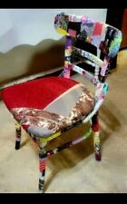 Cadeira de madeira patchwork boho cigana hippie cadeira de destaque projetada à mão uma de..., usado comprar usado  Enviando para Brazil