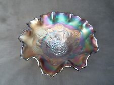 LOVELY ANTIQUE GLASS BOWL PLUM COLOUR IRIDESCENT SHEEN FLOWER DESIGN ART NOUVEAU for sale  Shipping to South Africa
