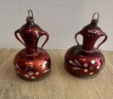 Vintage European Red Mercury Glass, Set Of 2 Handled  Vase Christmas Ornaments. for sale  Shipping to South Africa