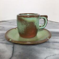 De colección Frankoma cerámica Demitasse taza de espresso 5DC y juego de platillos verde pradera segunda mano  Embacar hacia Argentina