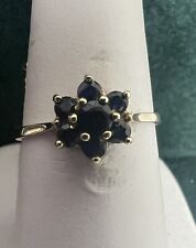 9ct Yellow Gold Sapphire Cluster Ring, Size O for sale  Shipping to South Africa