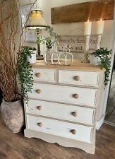 Shabby Chic Chest Of Drawers Painted In Annie Sloan Old White And Country Grey, used for sale  Shipping to South Africa