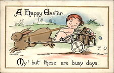 Usado, Huevos lindos de carro de conejito bebé de Pascua ~ 1914 a B Stinchfield Framington Falls Maine segunda mano  Embacar hacia Argentina