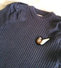 Camiseta RAF Crew Neck pequena 94 suéter de lã com nervuras azul cinza emblema Brevit 1 asa comprar usado  Enviando para Brazil