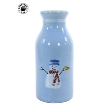 Botella de leche Hartstone Pottery SNOW PEOPLE 32 oz jarra muñeco de nieve azul Navidad, usado segunda mano  Embacar hacia Mexico