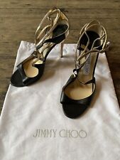 Usado, Salto Jimmy Choo STRAPPY preto dourado metálico tamanho 38 comprar usado  Enviando para Brazil