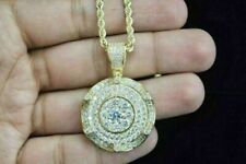 3.20 Ct Round Cut VVS1 Diamond Medallion Pendant Pave Charm 14K Yellow Gold Over for sale  Shipping to South Africa