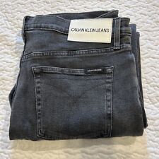 Usado, Jeans masculino Calvin Klein etiqueta azul tamanho 38x32 reto preto com listras VGC 2216 comprar usado  Enviando para Brazil
