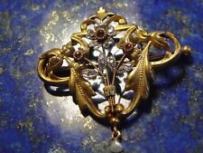 Broche ancienne Pendentif Or Gold 18k 750 Diamants Rubis Perle Poinçons 2,75g d'occasion  Kaysersberg