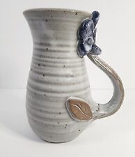 Hermoso jarrón gris cerámica hecho a mano flor azul - 6 pulgadas segunda mano  Embacar hacia Argentina