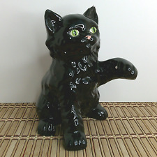 Estatueta de gato preta cerâmica brilhante MCM retrô vintage, usado comprar usado  Enviando para Brazil