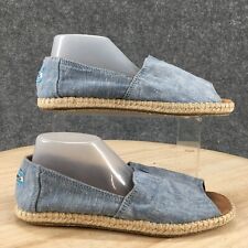 Sandálias Toms Femininas 6.5 Peep Toe Slip On Espadrille Flats 10009842 Tecido Azul, usado comprar usado  Enviando para Brazil