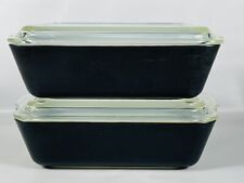 2 platos refrigeradores Rodney Kent Starline Pyrex #503 década de 1950 negro mate con tapas, usado segunda mano  Embacar hacia Argentina