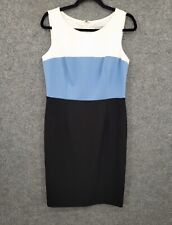 Kasper Shift Dress Womens 6 Sleeveless Lined Darts Midi Blue Colorblock for sale  Shipping to South Africa