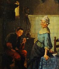 D Kotter -?,Düsseldorf, obraz 1910: BIEDERMEIER: HOLANDIA, MAŁŻEŃSTWO W KUCHNI na sprzedaż  Wysyłka do Poland