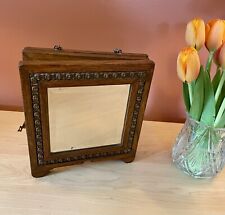 Antique Tri-fold Carved Oak Victorian 3 Panel Beveled Mirror Stand or Hang for sale  Shipping to South Africa