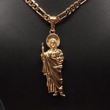 Collar Colgante San Judas Tadeo Medalla Oro P Saint Jude 26" Cadena Lámina de Oro segunda mano  Embacar hacia Mexico
