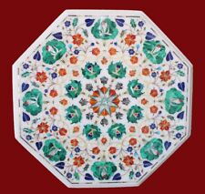 20" Marble Coffee Table Top White Pietra dura Inlay Art Work For Home Decors for sale  Shipping to South Africa